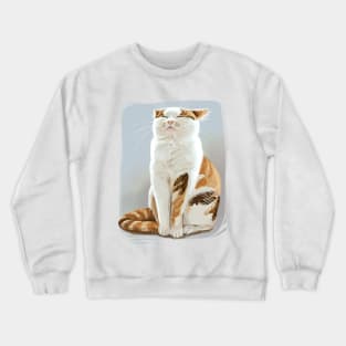 Patterned white orange Cat Chilling Crewneck Sweatshirt